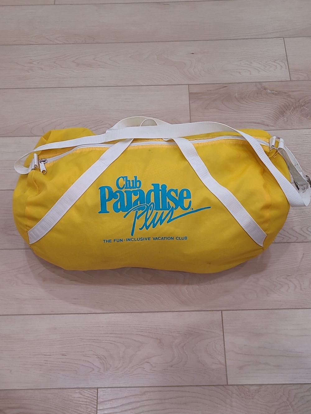 80's Yellow Nylon Duffel Bag Club Paradise Plus